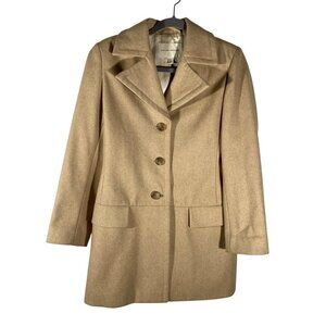 Banana Republic vintage Womens Tan Wool Blend Pea Coat W/ Button Closure Size S